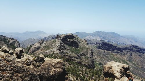 Scenic view of mountains against clear sky