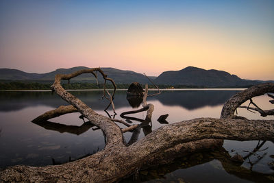 Low angle view of boat on lake