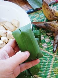 Close-up of hand holding food