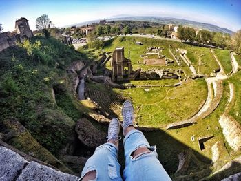 High angle view of person standing on landscape