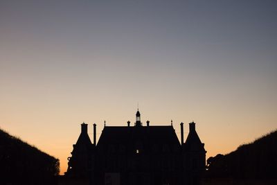 Silhouette of buildings at sunset