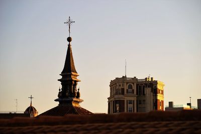 Low angle view of church against clear sky