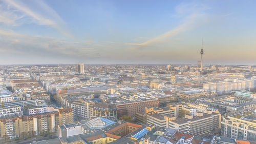 Aerial view of cityscape against sky