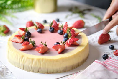 Close-up of cake on table