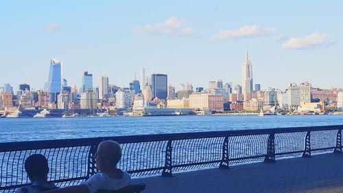 City skyline with river in background
