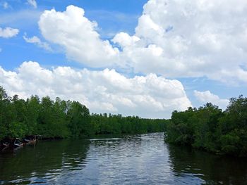 Scenic view of lake against sky