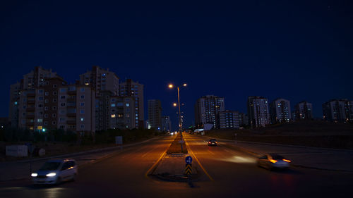 City street and buildings at night