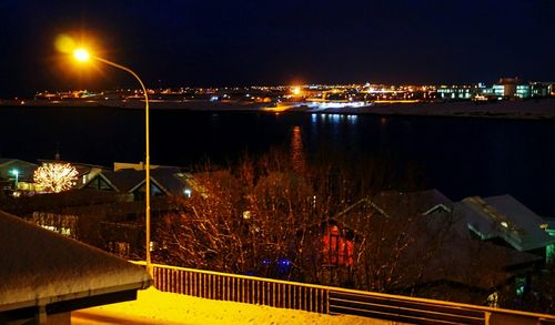 Illuminated cityscape at night