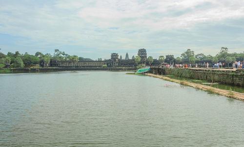 View of river with city in background