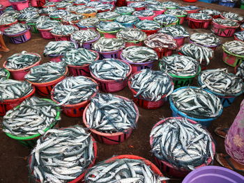 Full frame shot of multi colored candies at market