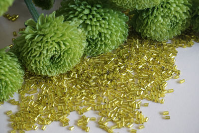 High angle view of chopped vegetables against white background