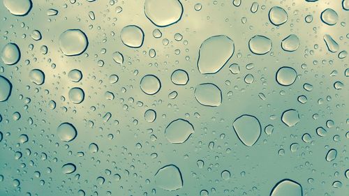 Full frame shot of raindrops on window