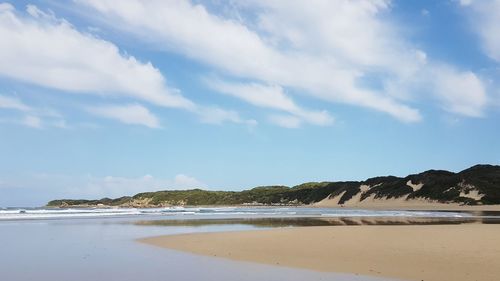 Scenic view of beach against sky