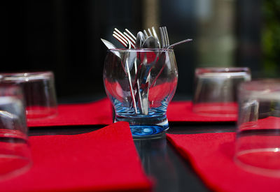 Close-up of drink in glass on table