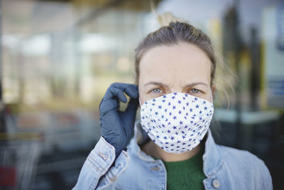 Portrait of woman wearing mask