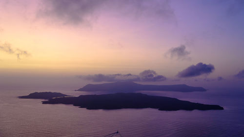 Scenic view of sea against sky at sunset