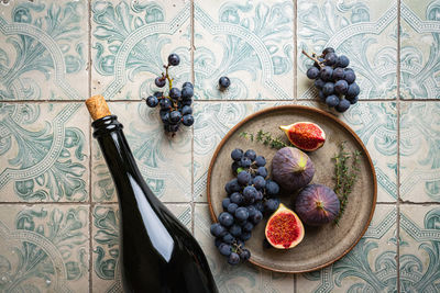 High angle view of food on table