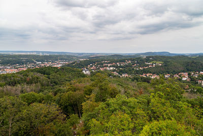 High angle view of townscape against sky