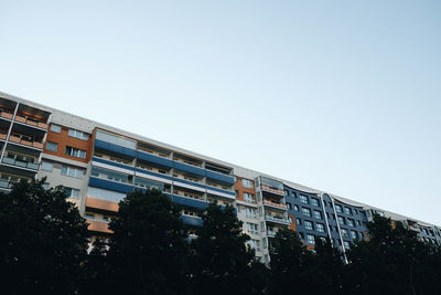 Low angle view of building against clear sky