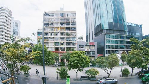 Low angle view of skyscrapers in city