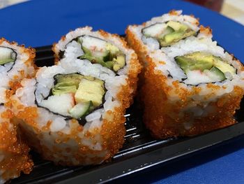 Close-up of sushi in plate