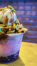 Close-up of ice cream in bowl