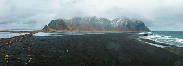 Wonderful picturesque scene near stokksnes cape in iceland.