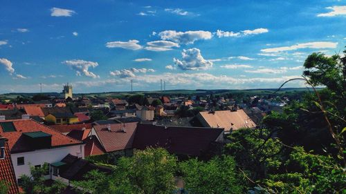High angle view of town