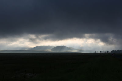 Scenic view of landscape against cloudy sky