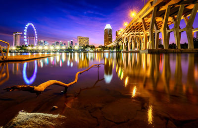 Illuminated city at night