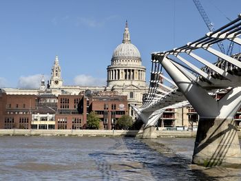 St pauls cathedral and millennium bridge, london, uk