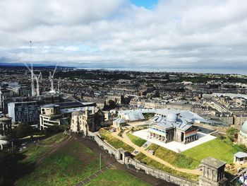 High angle view of townscape against sky