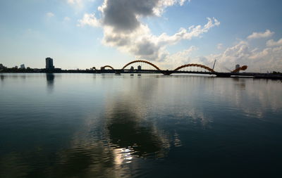 Bridge over river against sky