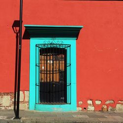 Closed door of old building