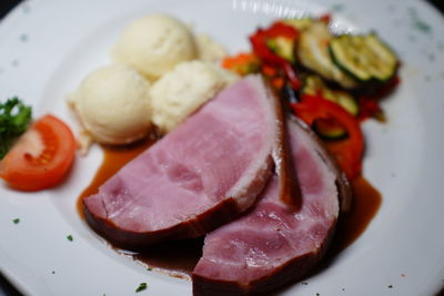 Close-up of meal served in plate