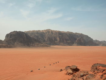 Scenic view of wadi rum desert against sky