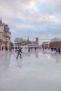 People in amusement park