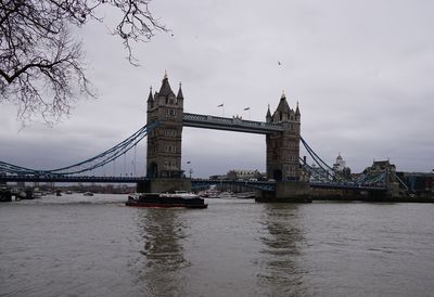 Suspension bridge over river