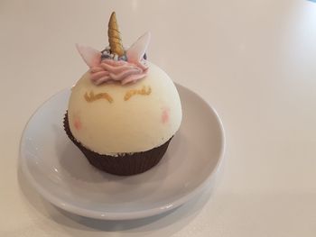 Close-up of chocolate cake on plate