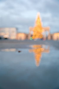 Reflection of building in water