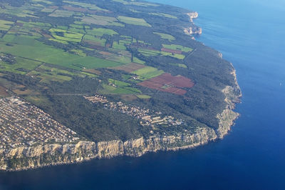 Aerial view of sea and land