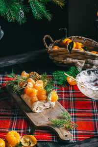 Close-up of seafood on table