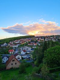 High angle view of townscape against sky