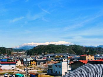 High angle view of townscape against sky