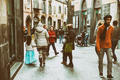 Woman standing in city