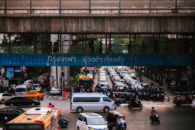 Traffic on road in city