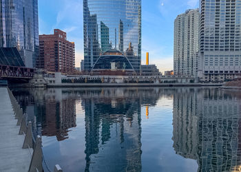 Reflection of buildings in city