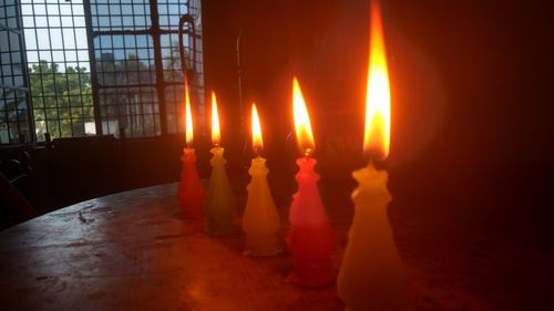 Close-up of lit candles