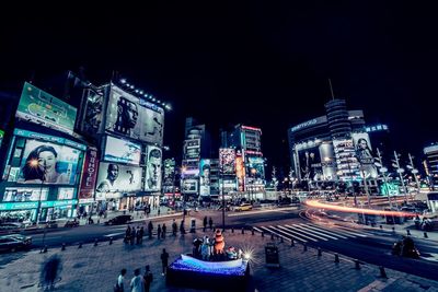 View of illuminated city at night