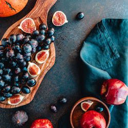 High angle view of breakfast on table